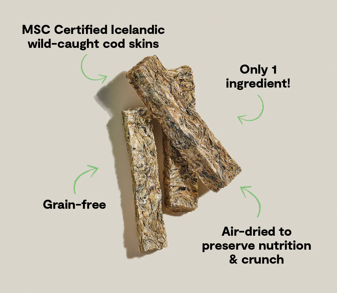 Icelandic Air-Dried Cod Skins Dog Treat Sticks - Image 5